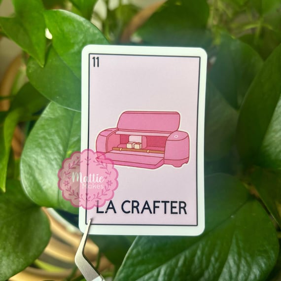 La Crafter Sticker | Pink Cutting Machine Loteria Inspired | Matte Laminate Finish | 2x3inch Sticker
