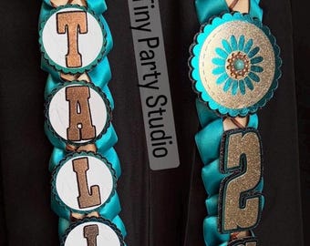 Collar de graduación estilo western personalizado / Collar de cintas de vaquera turquesa / Clase de 2026