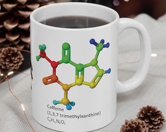 Caffeine Chemical Formula Funny Coffee Mug,Caffeine Molecule Mug, Unique Gift for Birthdays, Christmas, Coffee Lovers,Science Teacher Coffee
