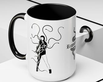 Taylor Reputation Snake Accent Coffee Mug Swiftie — Pop Star Illustration 15oz