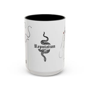 Taylor Reputation Snake Accent Coffee Mug Swiftie — Pop Star Illustration 15oz image 3