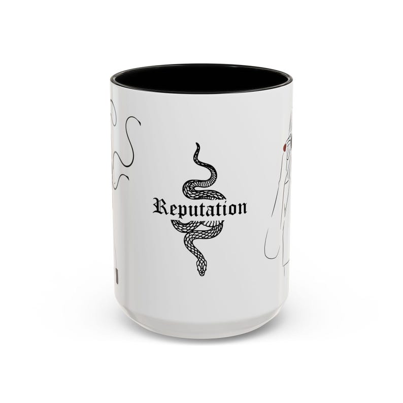 Taylor Reputation Snake Accent Coffee Mug Swiftie — Pop Star Illustration 15oz image 3