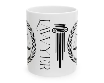 Scale of Justice Lawyer Ceramic Mug, Legal Justice Lawyer Gift Attorney Office Decor Law School Graduate Coffee Cup, Law Office Decor Gift