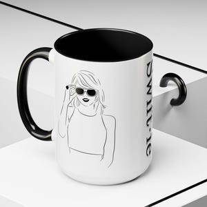 Taylor Swiftie Coffee Mug — Minimalist Taylor Silhouette Tea/Latte Cup, Fan Gift