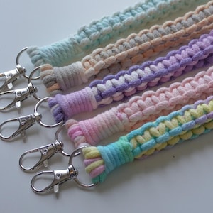 Keychain Wristlet, Braided Macrame Wristlet, Gift for her, Boho Keychain, Wristlet for phone, handmade ombre dip dyed macrame keychain
