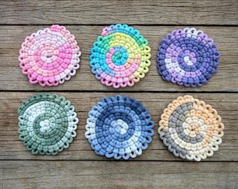 Mix & Match Coasters | Set of 6 | Macrame Coasters | Coaster Set | Handmade Coaster | Colorful Coaster | Boho Home Décor | Eco-Friendly Gift