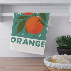Retro Orange Tea Towel, Vintage Inspired Fruit Kitchen Towel, Citrus Fruit Home Decor, Farmhouse Chic Decor, Gifts for Her, Hostess Gift