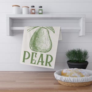 Farmhouse Pear Tea Towel, Vintage Inspired Fruit Kitchen Towel, Rustic Home Decor, Gifts for Her, Hostess Gift