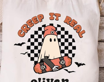 Custom Halloween Tote Bag: Retro Ghost Party Favor