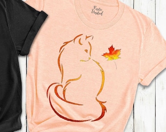 Fall Cat Shirt: Autumn Leaves Graphic Tee, Cat Lover Gift