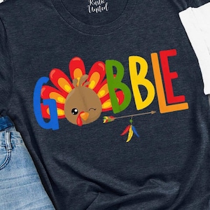 Gobble T-Shirt, Turkey Shirts, Women&#39;s Thanksgiving Shirt, Gobble Tee, Cute Thanksgiving T-Shirt, Thankful Family Shirt, Gobble Till You Tee