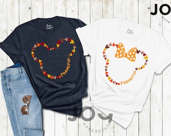 Disney Thanksgiving Couple Shirt, Disney Thankful Shirt, Mickey Head Thanksgiving Shirt, Family Vacation Thanksgiving Shirt, Disney Shirt
