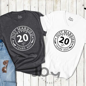 20th Anniversary T-Shirt: Just Married 20 Years Ago Tee