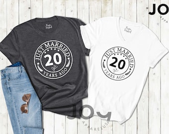 20th Anniversary T-Shirt: Just Married 20 Years Ago Tee