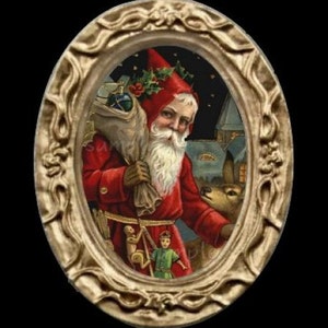 Vintage Victorian Santa Miniature Dollhouse Christmas Art Picture 6599