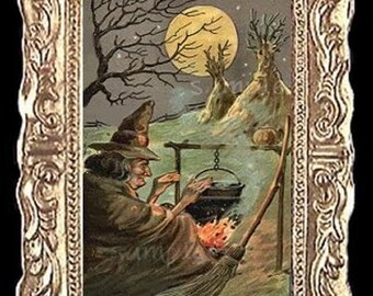 Halloween Witches Brew Miniature Dollhouse Art Picture 6552