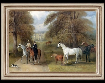 An English Horse Ride Miniature Dollhouse Art Picture 8798