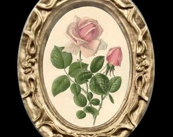 Vintage Pink Rose Miniature Dollhouse Art Picture 6345