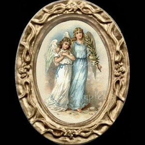 Cuadro de casa de muñecas en miniatura de ángeles vintage 6531