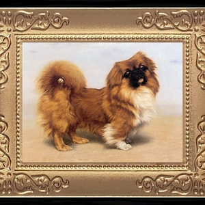 Pekingese Dog Miniature Dollhouse Art Picture 8168
