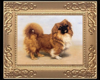 Pekingese Dog Miniature Dollhouse Art Picture 8168