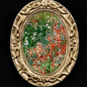 Monet Oval Floral Miniature Dollhouse Picture Art 6756