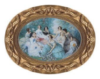 1800&#39;s Victorian Ladies Miniature Dollhouse Art Picture 8307