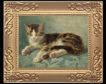 Sleppy Cat Miniature Dollhouse Art Picture 8285