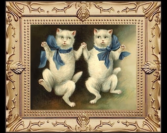 Vintage Dancing Cats Miniature Dollhouse Art Picture 8135