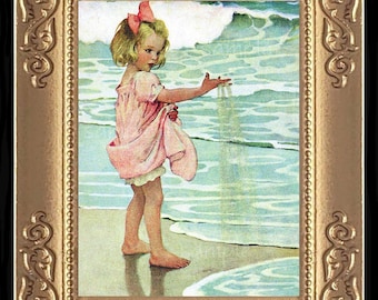 Imagen de arte de casa de muñecas en miniatura de niño en la playa 8714