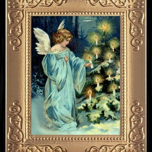 Vintage Christmas Angel Miniature Dollhouse Art Picture 8085
