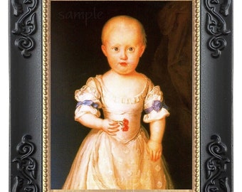 1700's Folk Art Baby Miniature Dollhouse Art Picture 8480