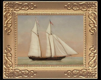 Schooner Ship Miniature Dollhouse Art Picture 8273