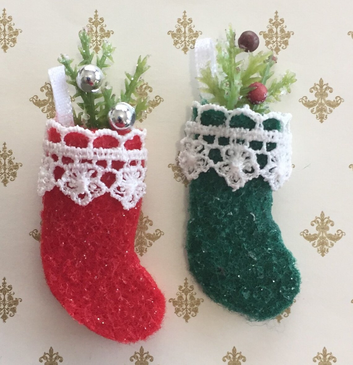 Miniature Dollhouse Christmas Stockings Set of 2 Handmade With Etsy