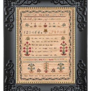 Miniature Dollhouse 1800&#39;s Sampler Art Picture 8619