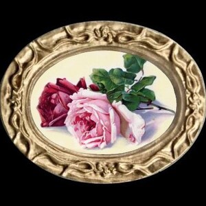 Vintage Red And Pink Roses Miniature Dollhouse Art Picture 6907