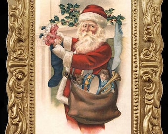 Santa in The House Miniature Dollhouse Christmas Art Picture 8208
