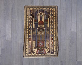 Handwoven Traditional Bokhara Rug - Rich Red and Navy Blue Geometric Wool Carpet