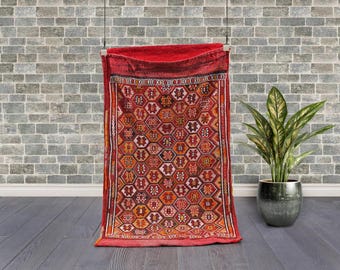 Vintage Baluch Rug | Hand-Knotted Wool, Tribal Hexagon Design