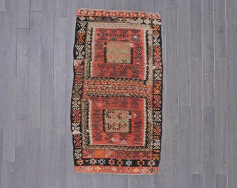 Vintage Turkish Kilim Runner | Handwoven Wool Rug, Tribal Medallion Design