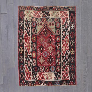 Luxurious Handmade Turkish Kayseri Kilim Rug | Exquisite Geometric and Tribal Motifs | Premium Wool Craftsmanship