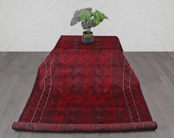 Khal Mohammadi Vintage Rug: Hand-Knotted Wool Afghan Runner (8'2" x 4'8")