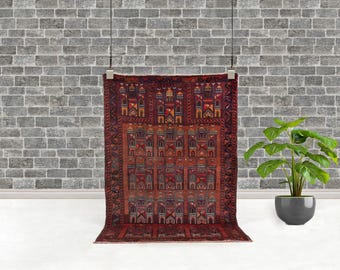 Vintage Baluch Rug – Handknotted Wool Prayer Rug