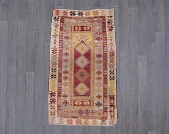 Vintage Anatolian Kilim Runner | Handwoven Tribal Wool Rug (7.1 x 4.2 ft)