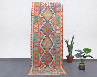 Handwoven Kilim Runner – Maimana Afghan Wool Flatweave, Tribal Motifs