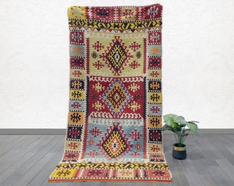 Vintage Handwoven Konya Kilim Rug: Mid-Century Turkish Wool Flatweave