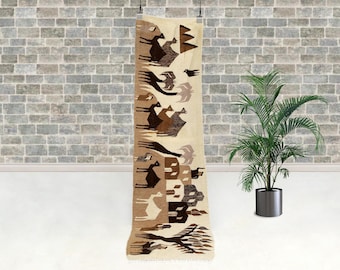 Vintage Camel Caravan Kilim Runner – Handwoven Afghan Wool Rug