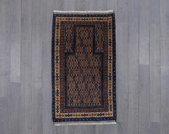 Handmade Wool Rug - Small Bohemian Accent Rug, Authentic Nomadic Decor