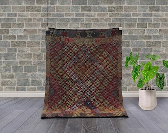 Vintage Baluch Flatweave Rug – Tribal Wool Accent Rug, 4.0x3.0 ft