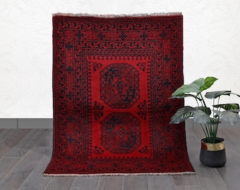 Vintage Bokhara Wool Rug | 3.9 x 2.9 ft, Hand-Knotted Tribal Medallion